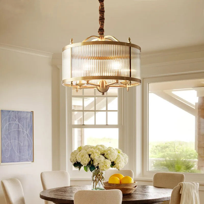 Vintage glass and copper pendant light for interior decoration