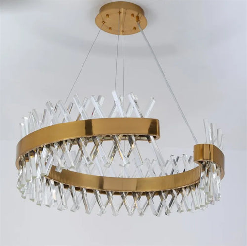 Modern gold crystal chandelier elegant LED design - vue 3 sur 6