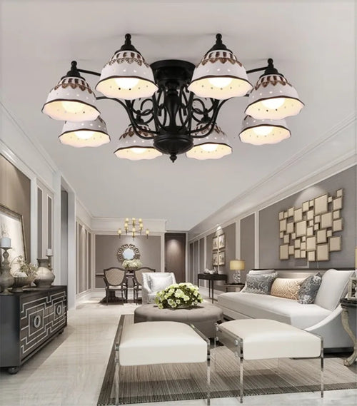 Modern ceiling light in black ceramic and metal with elegant design - vue 3 sur 13