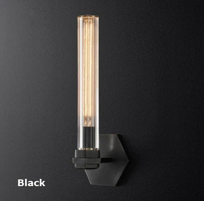 Retro black copper iron and glass wall light