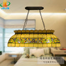 Retro rattan and glass chandelier for bar and restaurant lighting