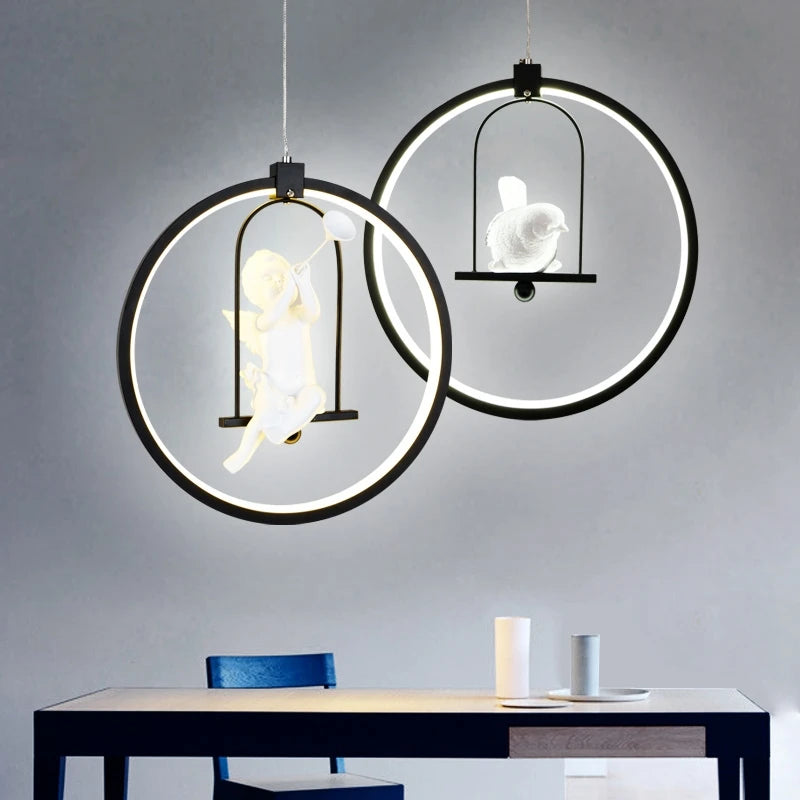 Modern gzmj round acrylic LED pendant light for hotel - vue 5 sur 10