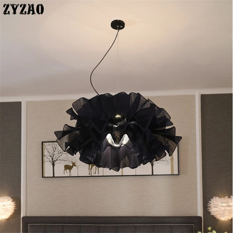 Modern fabric pendant light for romantic nordic lighting - vue 6 sur 12