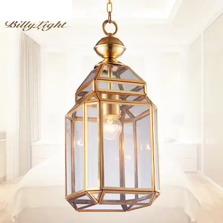 Copper pendant light with glass shade, industrial and rustic style - vue 2 sur 7