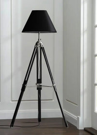 Modern industrial style wooden tripod table lamp