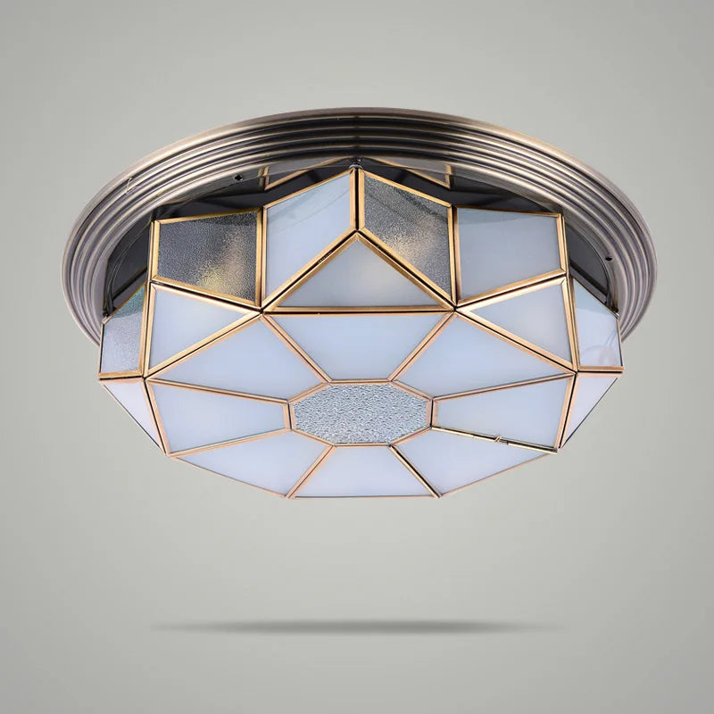 Vintage glass and copper ceiling light for indoor use - vue 6 sur 6