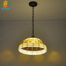 European style brick chandelier with antique Tiffany glass lampshade