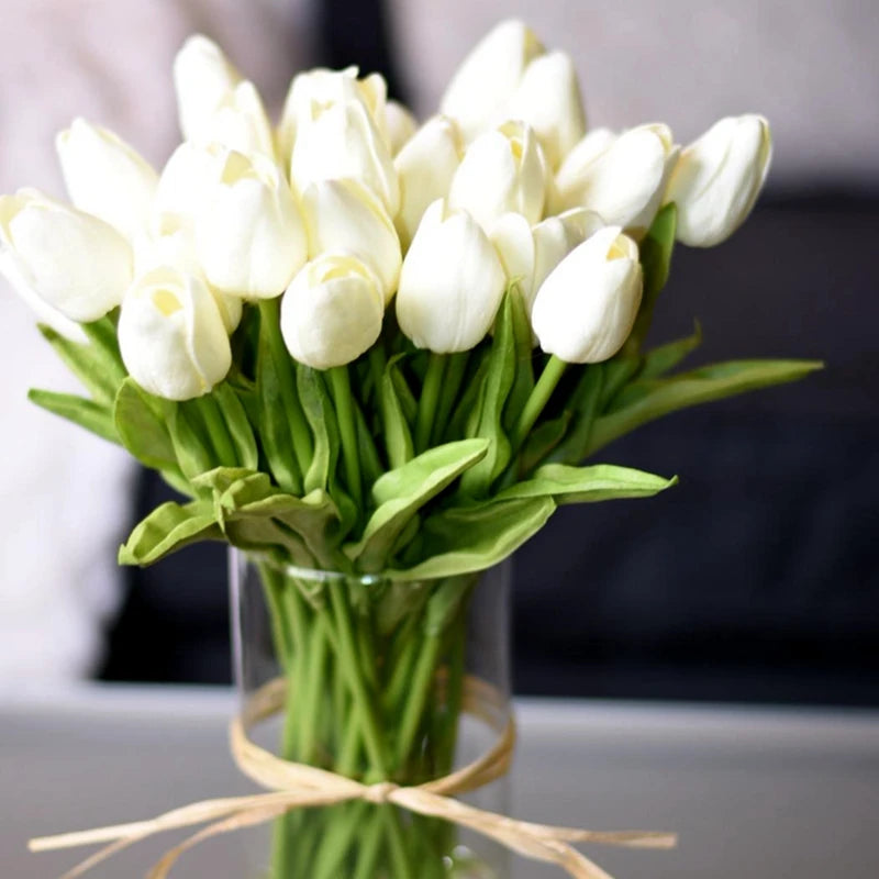 Set of 10 artificial tulips for wedding and garden decoration