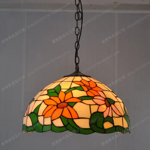 American style sunflower glass chandelier for indoor country lighting - vue 3 sur 5
