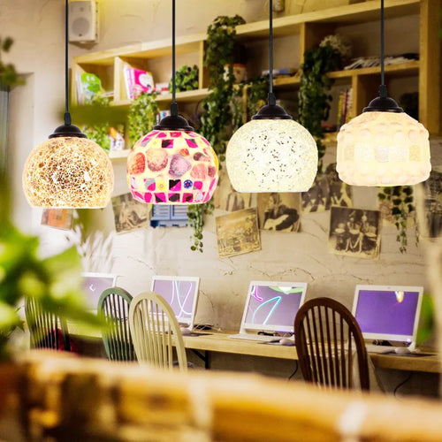 Turkish mosaic glass pendant light for hotels bars and restaurants - vue 6 sur 23