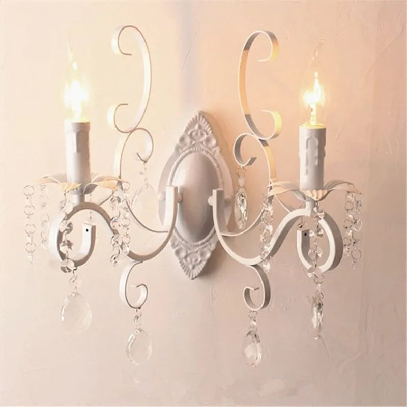 Vintage metal and crystal double head wall light - vue 5 sur 6
