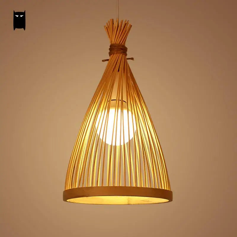 Bamboo wicker rattan cage pendant light Japanese Chinese style for sushi restaurant