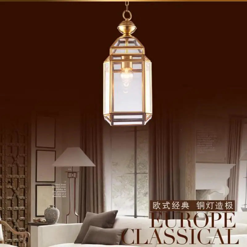 Copper pendant light with glass shade, industrial and rustic style - vue 6 sur 7