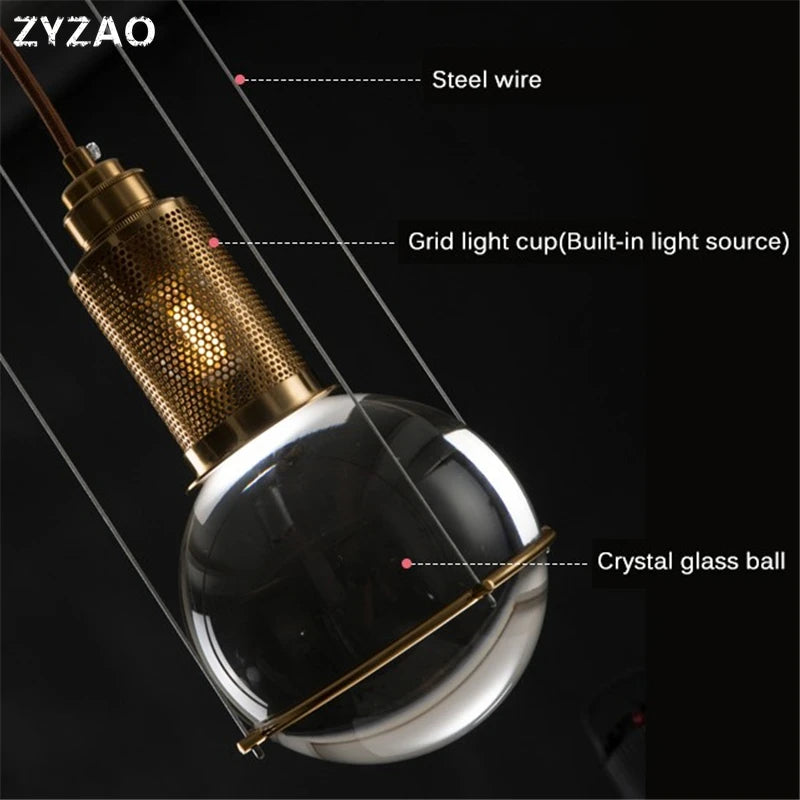 Nordic designer crystal glass pendant lights for restaurants and cafés - vue 5 sur 8