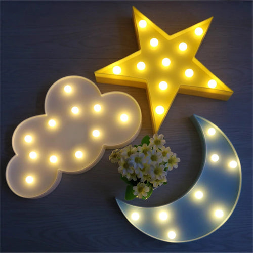 3d led cloud star moon night light for children, decorative gift - vue 3 sur 16