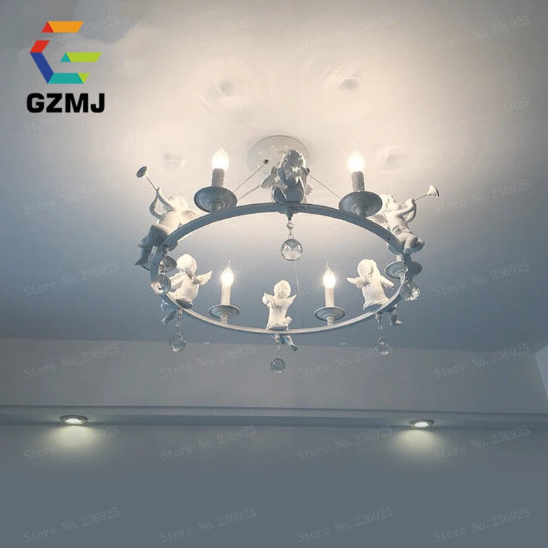 American retro resin pendant light with white candle for home decor - vue 3 sur 8