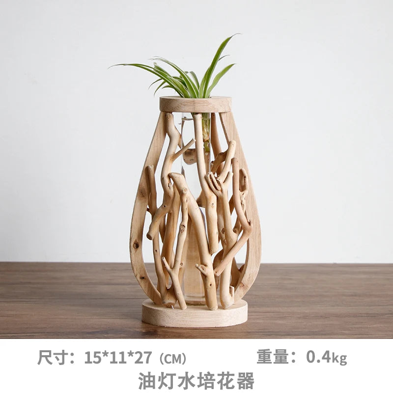 handmade solid wood vase for flowers and creative decoration - vue 13 sur 14