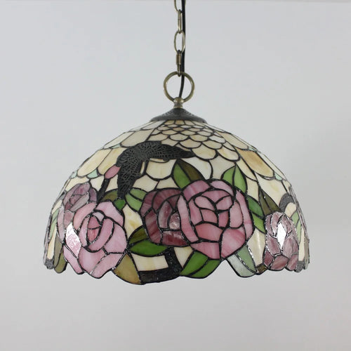 Retro stained glass chandelier for café and restaurant - vue 7 sur 8