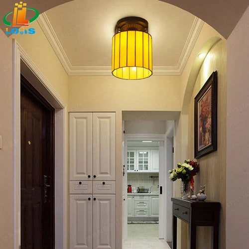 Tiffany style glass ceiling light for antique indoor lighting - vue 5 sur 6