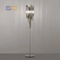 Designer floor lamp in metal and chrome for modern interiors