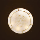 Vintage round metal ceiling light with copper glass shade