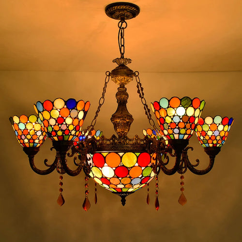 Modern Tiffany glass pendant light for indoor lighting - vue 5 sur 6