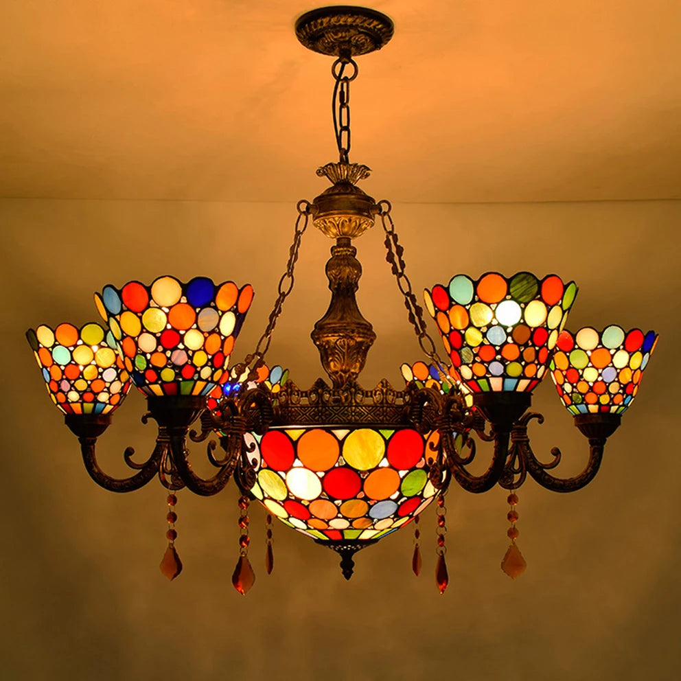 Modern Tiffany glass pendant light for indoor lighting - vue 4 sur 6