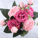 Artificial silk peony flower bouquet for indoor decoration