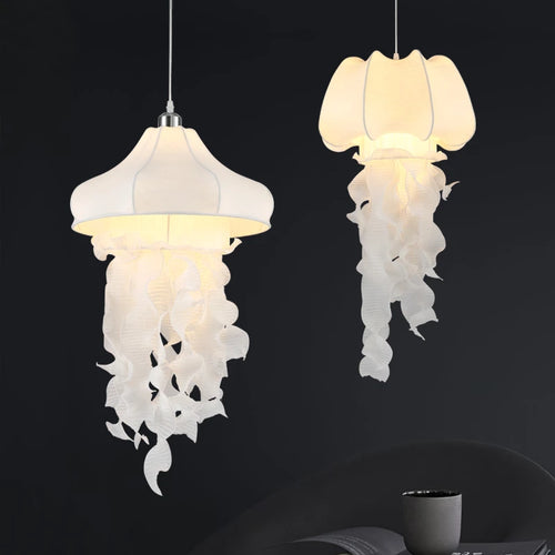 Decorative silk jellyfish pendant light nordic style - vue 3 sur 7