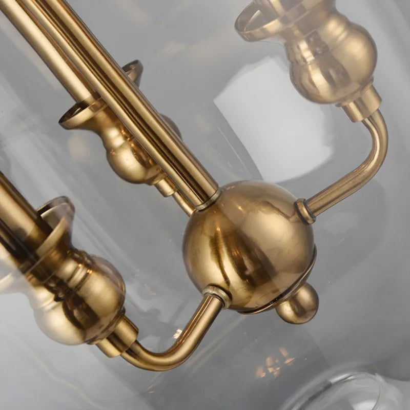 Classic LED pendant light with iron chain and gold body - vue 5 sur 6