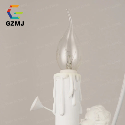 American retro resin pendant light with white candle for home decor - vue 6 sur 8