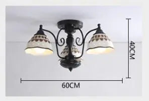 European style ceramic ceiling light with retro ambience for interiors - vue 8 sur 9