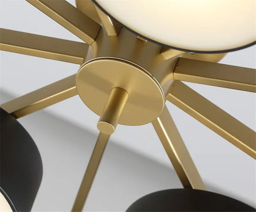 Modern LED ceiling light 5 or 10 heads round acrylic metal design - vue 5 sur 8
