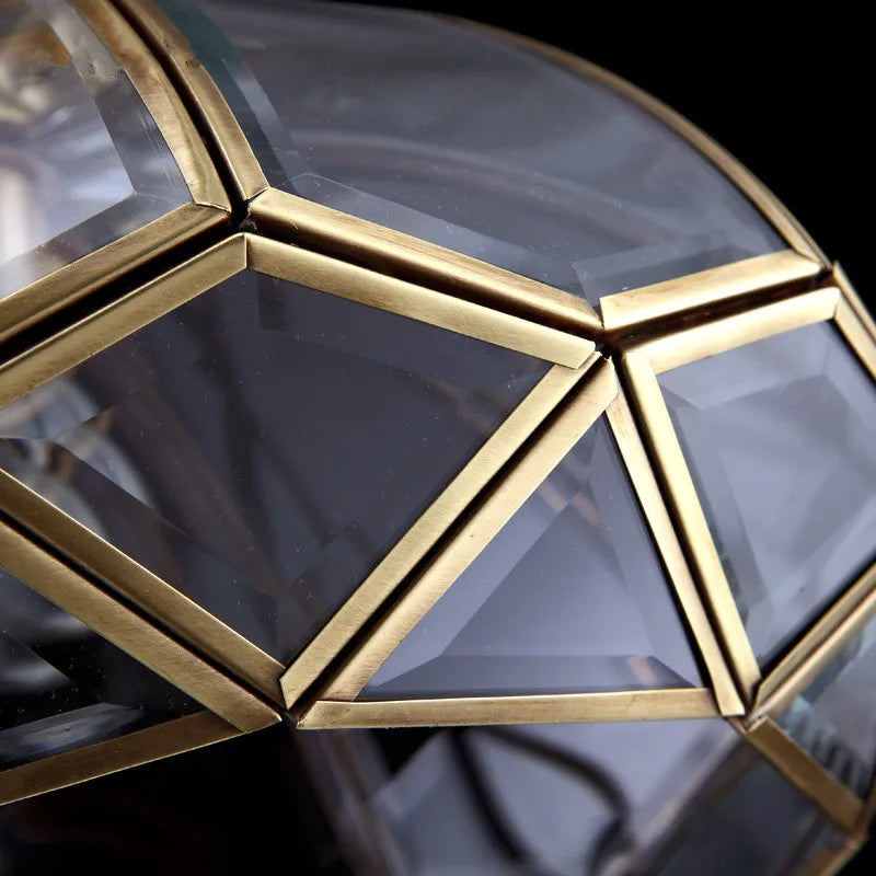 Classic copper ceiling light with vintage glass shade - vue 4 sur 6
