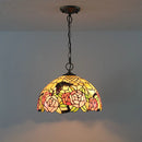 Retro stained glass chandelier for café and restaurant