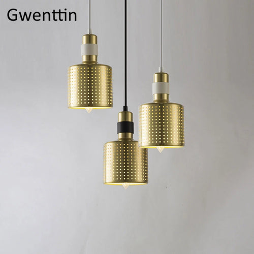 Modern brass pendant light for industrial style interior decor - vue 4 sur 9