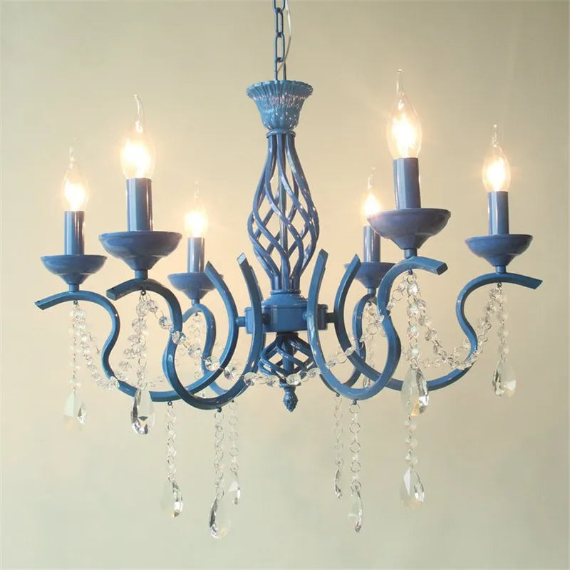 lustre en cristal de fer style pastoral européen élégant et raffiné