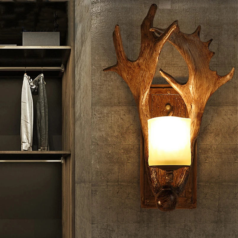 Vintage wooden wall light for hotel and restaurant - vue 5 sur 8