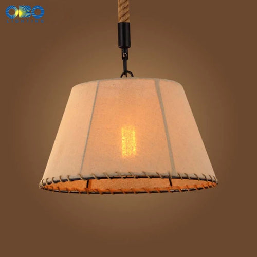 Vintage pendant light in hemp rope and iron for cafés and bars - vue 2 sur 6