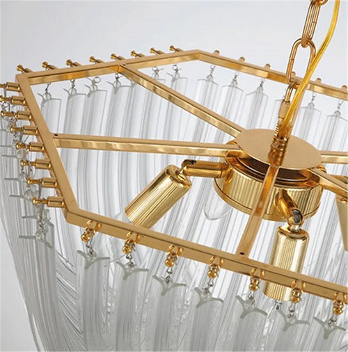 lustre suspendu en tube de verre courbé moderne - vue 3 sur 6