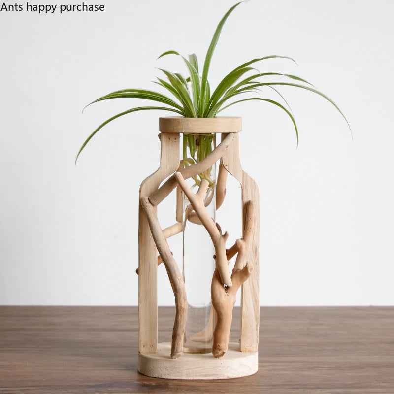 handmade solid wood vase for flowers and creative decoration - vue 4 sur 14