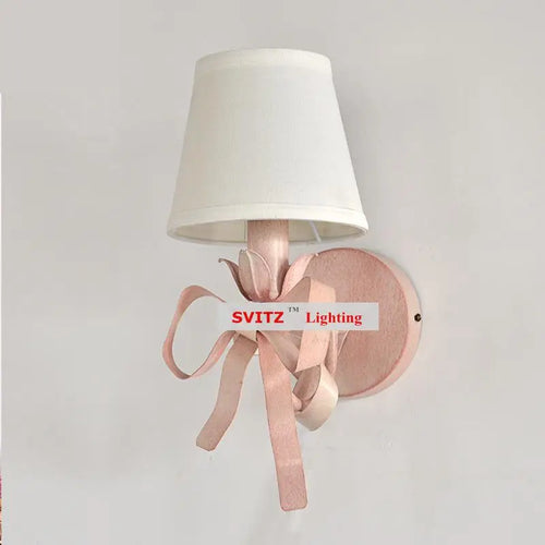 Bow fabric wall light for girls' bedroom - vue 3 sur 9