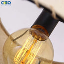 Vintage pendant light in hemp rope and iron for cafés and bars
