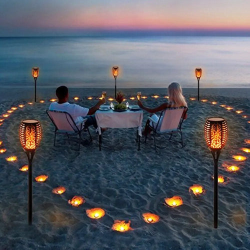 Solar flame lights for garden and outdoor decoration