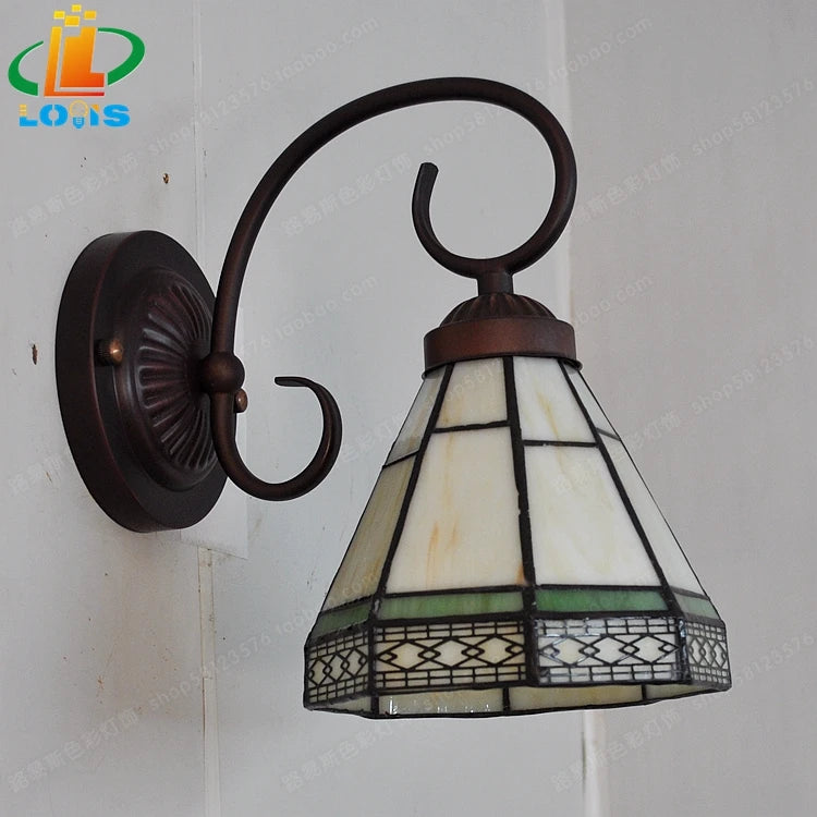 European retro mediterranean tiffany wall light decorative lighting - vue 4 sur 8