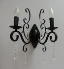 Vintage double head metal crystal wall light