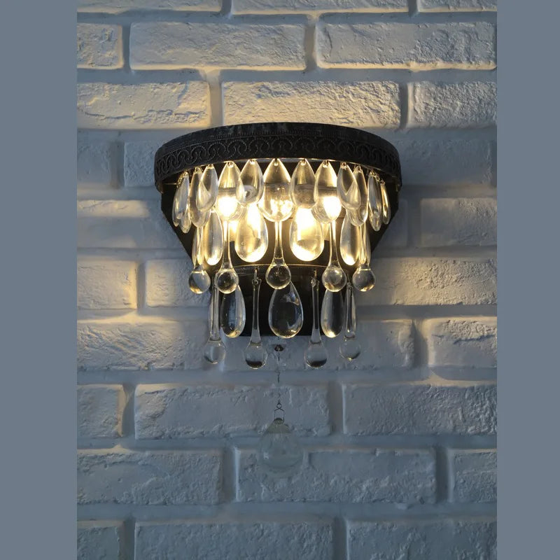 Retro crystal wall light for indoor and outdoor use