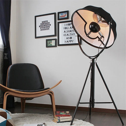 Modern gzmj satellite metal floor lamp with fabric lampshade - vue 5 sur 9