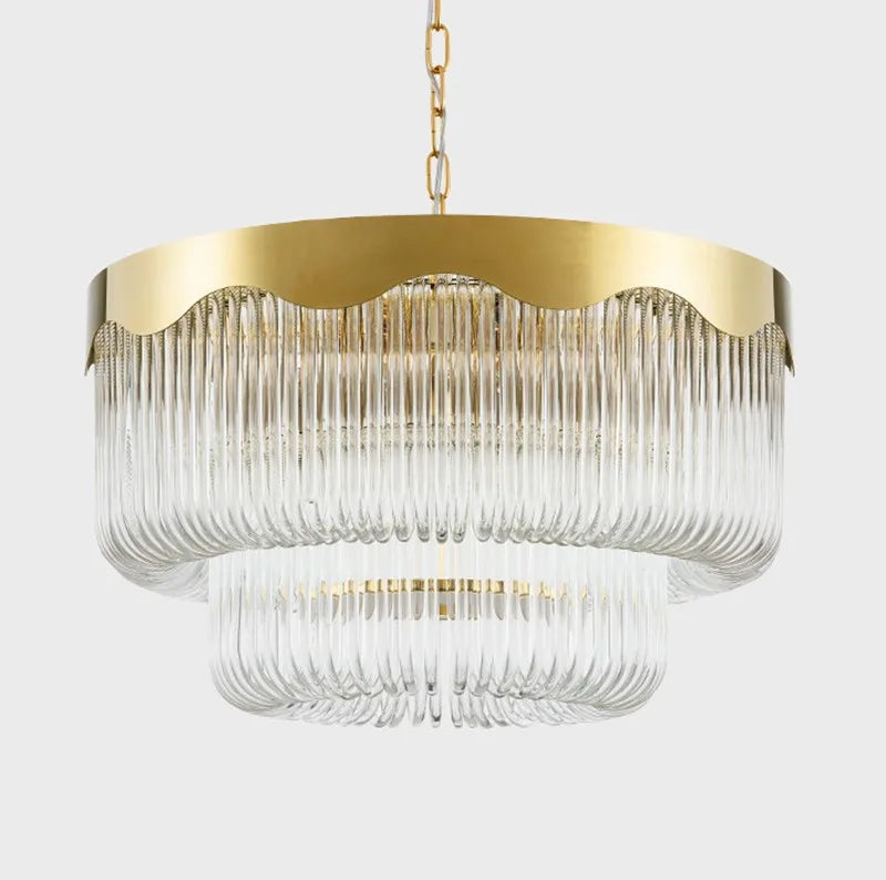 Modern crystal glass pendant chandelier with elegant design - vue 3 sur 6