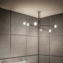 Lightweight metal chandelier with elegant glass spheres